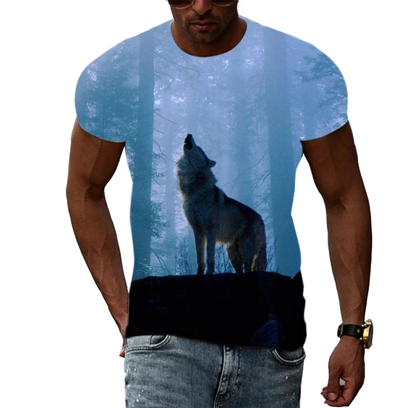 New 3D Cool Style Animal Wolf Men t-shirt Summer Fashion Casual Print short sleeve t-shirts Interesting Hip Hop graphic t shirts