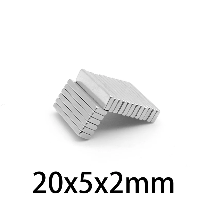 10 ~ 300 PCS 20x5x2mm 블록 슈퍼 강한 마그네틱 자석 20mm * 5mm * 2mm 영구 네오디뮴 직사각형 자석 20*5*2mm