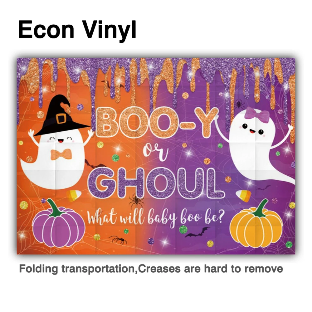 Allenjoy Halloween Backdrop Gender Reveal Booy Or Ghoul What Will Baby Boo Be Pumpkin Purple Orange Glitter Background Photozone