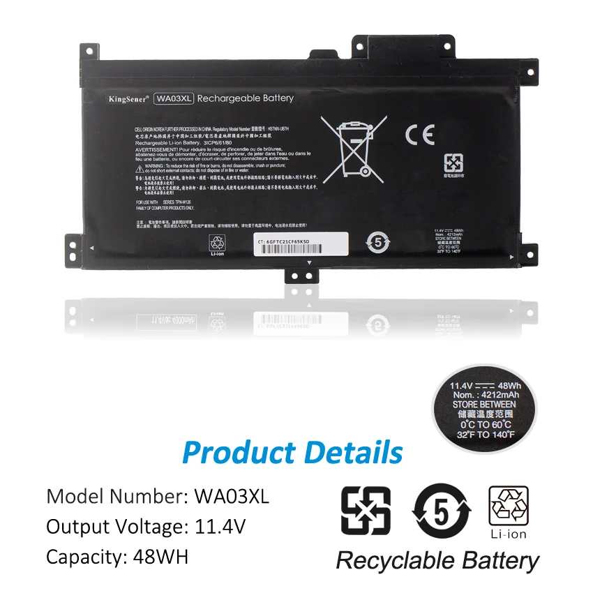 KingSener WA03XL HSTNN-UB7H HSTNN-LB7T Laptop Battery For HP Pavilion X360 15-BR040NZ BR052OD BR068CL BR001TX BR012UR BR076NR