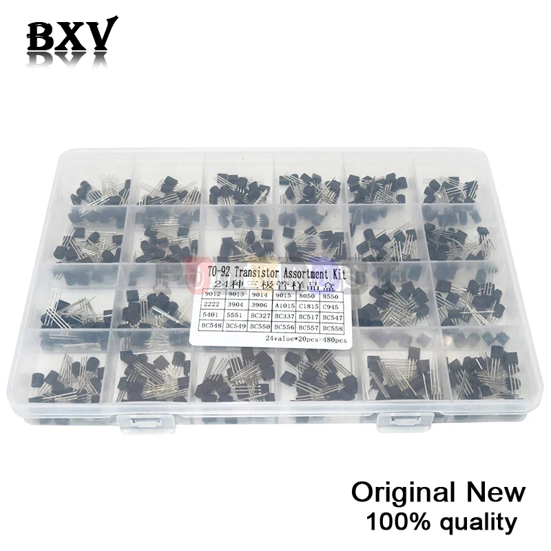 Transistor Assortment Assorted Kit 24Values TO-92 Each BC327 BC337 BC517 BC547 BC548 BC549 2N2222 3906 3904 5401 5551 C945 1015