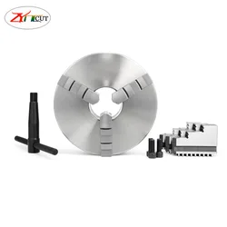 K11 Lathe Chuck Three Jaws Manual Self-Centering K11-100 K11-125 K11-160 K11-200 W/ Mounting Bolt for Grinding Milling Turning