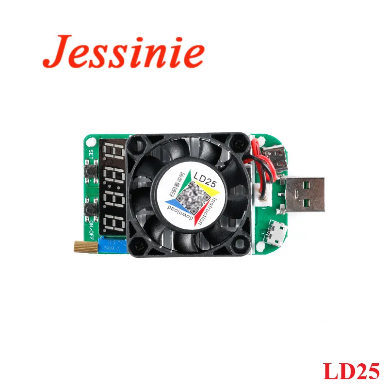 Produktbild von LD25 USB Load Tester – Elektronische Last, 25W, DC 4-25V, 0,25-4A, Mit Einstellbarem Widerstand, LED-Anzeige, Schutzfunktionen