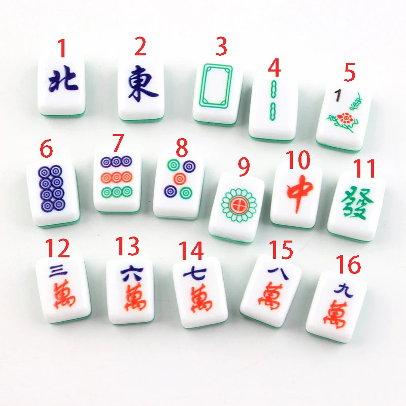 16Pcs Kawaii Resin Mahjong Chinese Style Miniature Cabochon Art Supply DIY Earring Craft Decoration Homemade Gift Phone Deco