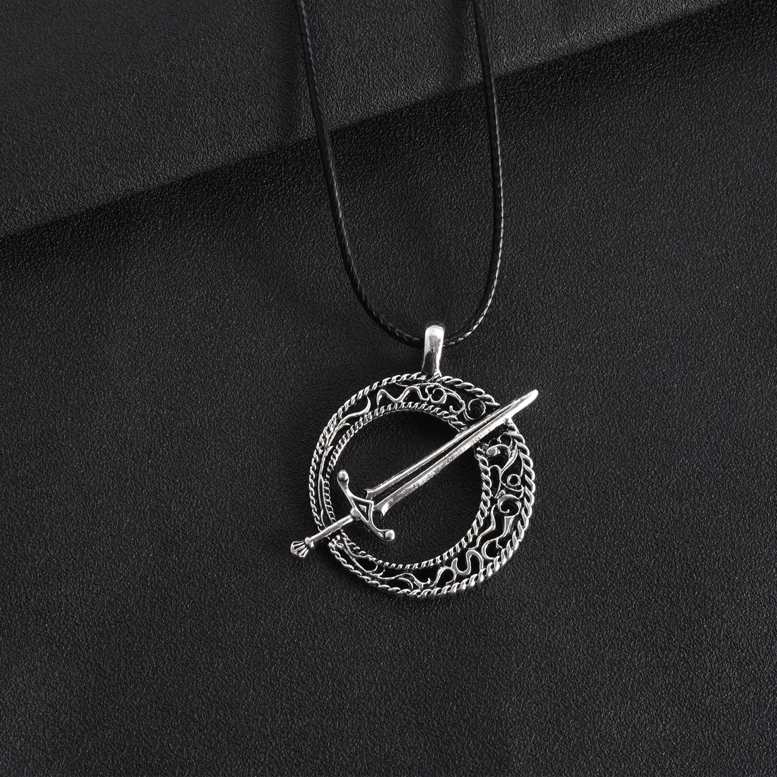 Dark Souls 3 Blade of the Dark Moon Pendant Covenant Dark Souls 3 Sword Pendant Necklace Leather Rope Game Steampunk Jewelry image 3
