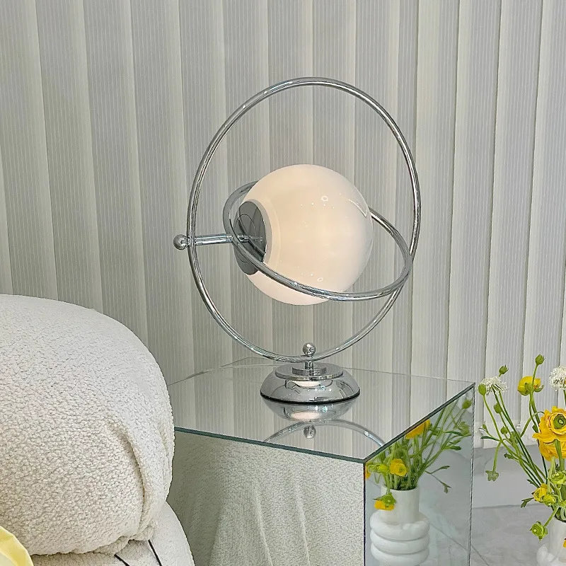 

Italy Medieval Rotary Bauhaus Table Lamp Vintage Glass Moon Living Room Bedroom Bedside Lamp Glass LED Lamp Home Decoration