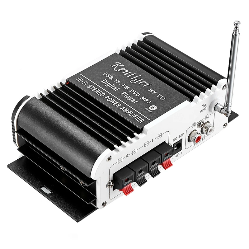 Kentiger Hy - V11 Bluetooth Amplifier 2-Channel Super Bass Audio Amplifier With Remote Controller Tf Usb Fm 85Db Mp3 Fm Radio