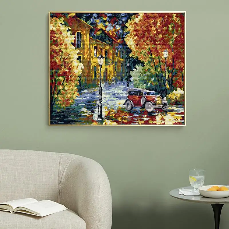 Street view after the rain Counted cross stitch kits DIY art pattern 11CT 14CT printed canvas cotton needlework home decor craft