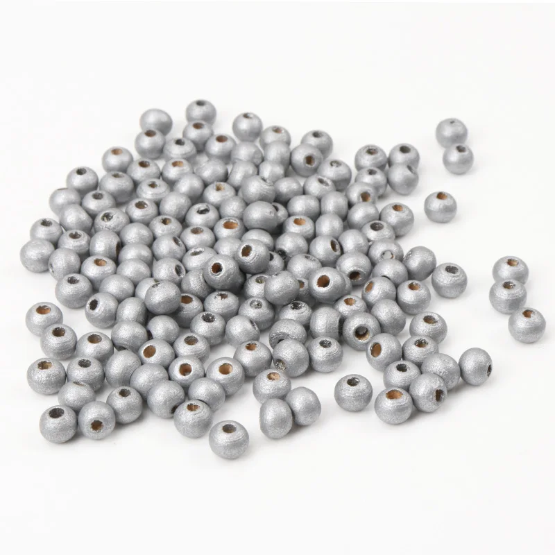 6mm 8mm 10mm 12mm Gold Silver Color Natural Wooden Round Ball Spacer Beads For Jewelry Making DIY 2019 New MT0224X