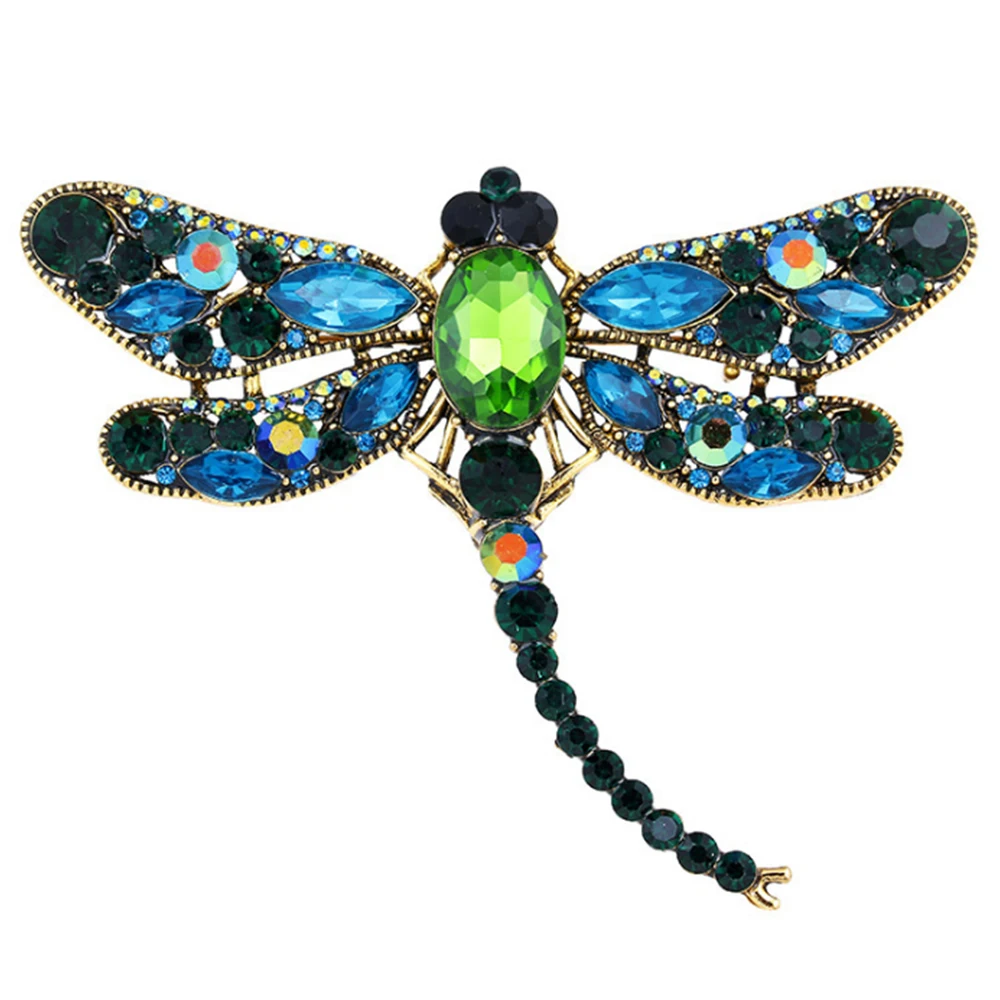 6 colors Crystal Vintage Dragonfly Brooches for Women Large Insect Brooch Pin Fashion Dress Coat Accessories Cute Jewelry