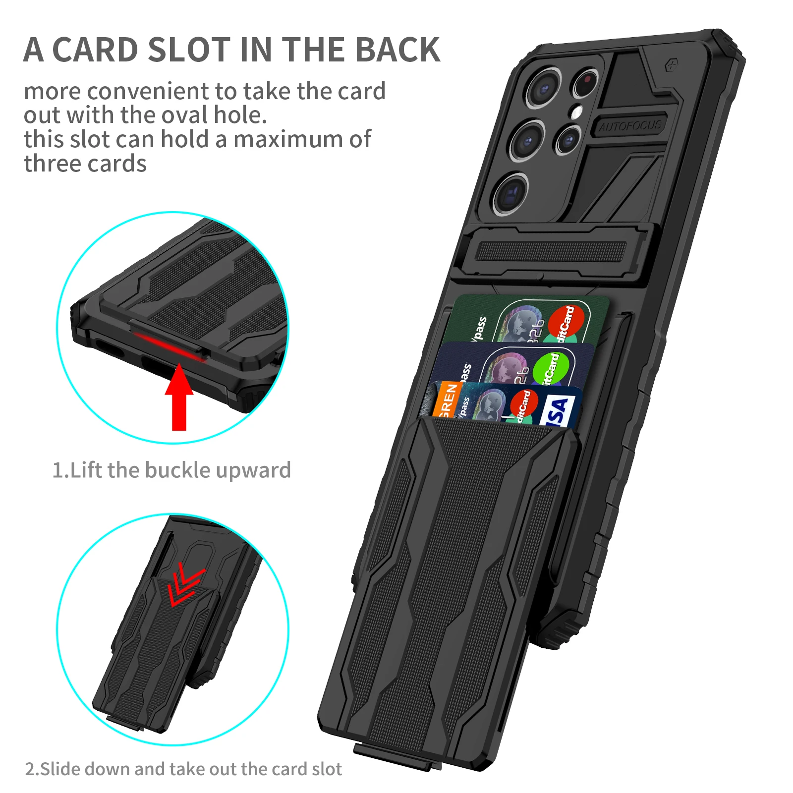 Hülle für Samsung Galaxy S25 Ultra S24 FE Note 20 Ultra A16 A55 A05S Brieftaschen-Karten-Flip-Cover Schützende Hybrid-Stand-Hartschalenhülle – Detail 5