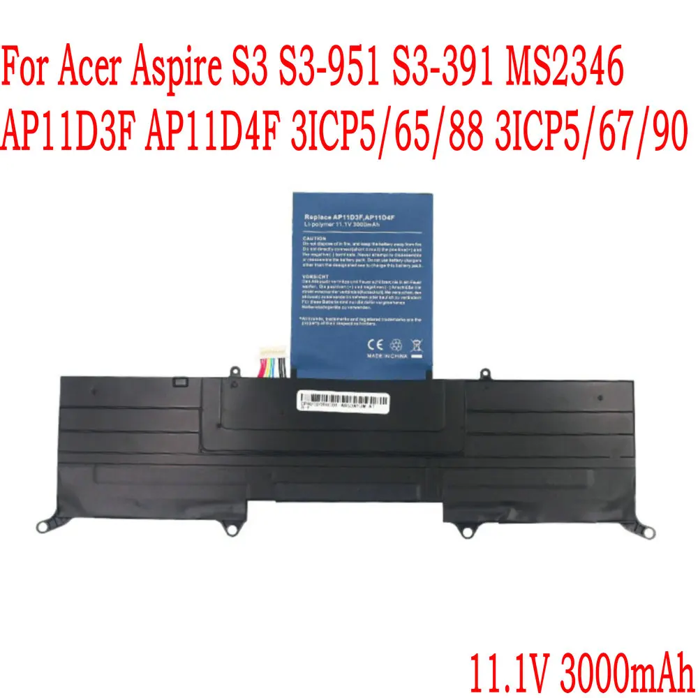 

High Quality AP11D3F Laptop Battery For Acer Aspire S3 S3-951 S3-391 MS2346 AP11D3F AP11D4F 3ICP5/65/88 3ICP5/67/90