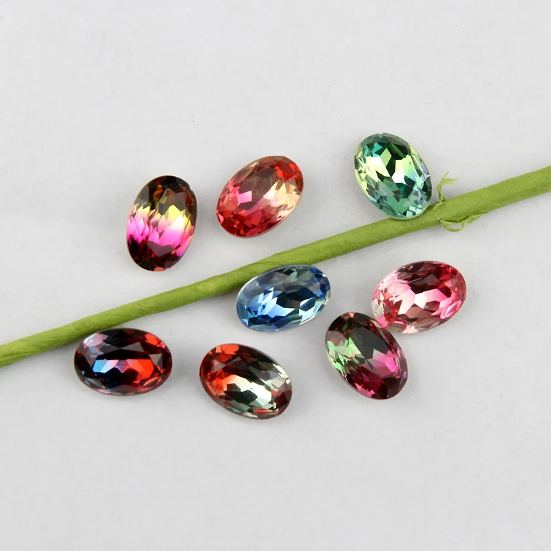 4120 13*18  oval k9 rhiinestone Tourmaline beads  gradient ramp beads Multicolor DIY Loose Beads