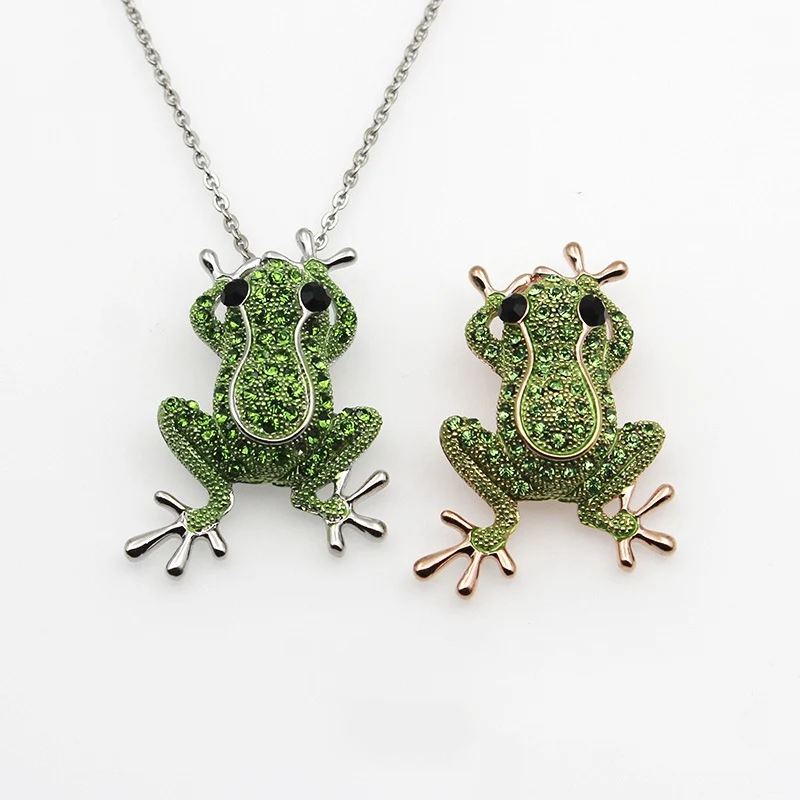 Luxury Green Crystal Frog Brooch Animal Brooches Pins For Women Dress Coat Accessories image 4