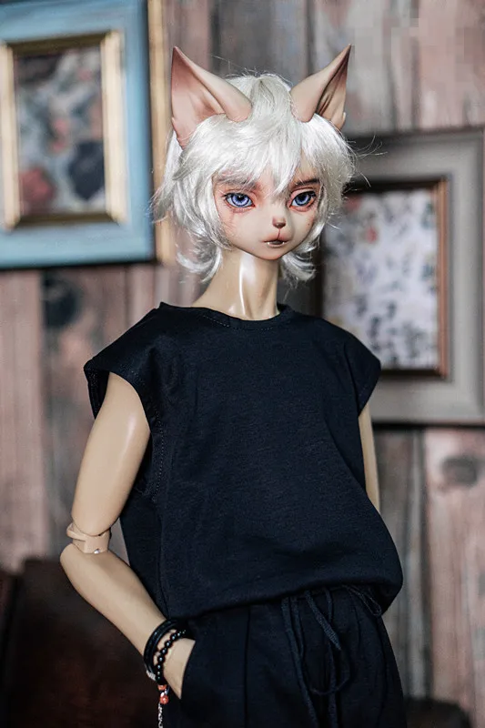 BJD puppe kleid ist geeignet für unsere 1/3 1/4 SD10 Onkel größe stilvolle neue einfache lose weste T-shirt mit klassische schwarz und weiß