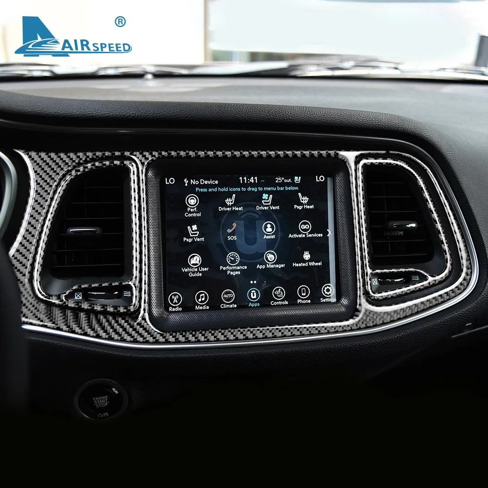 Real Soft Carbon Fiber for Dodge Challenger 2015 2016 2017 2018 2019 2020 2021 2022 2023 Driver Center Console Trim Sticker