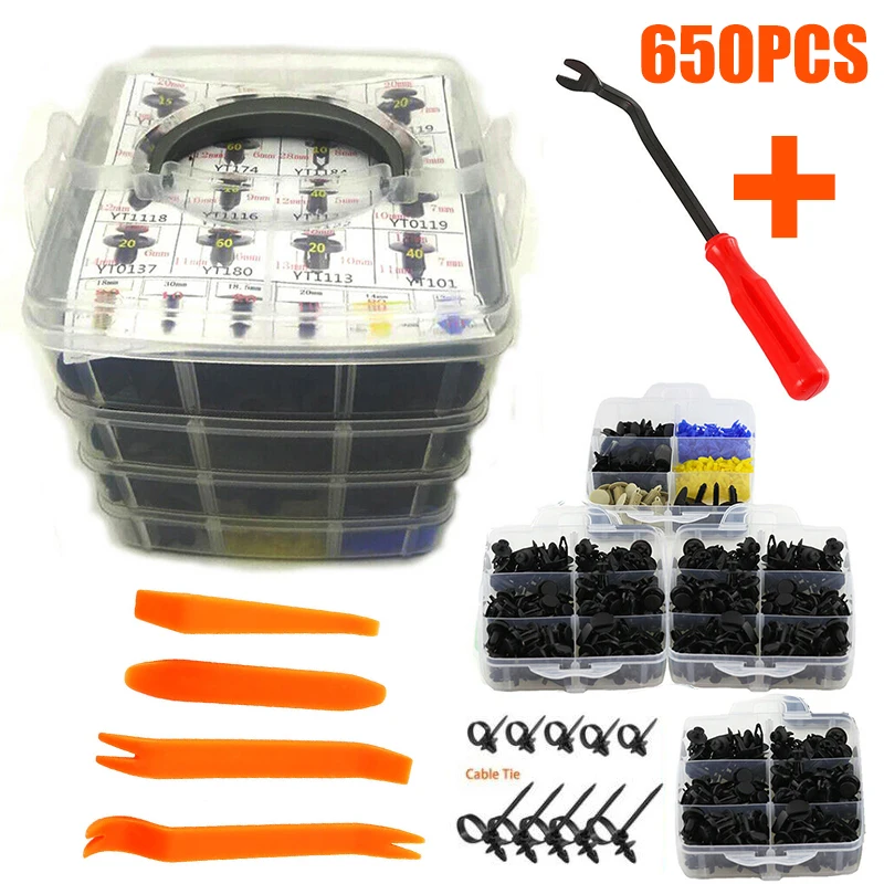 

3-layer Boxed 650pcs Screw Buckles Car Bumper Repair Universal Tools Kit