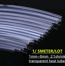 5METER/LOT 2:1 transparent heat shrink tube 1mm~8mm Polyolefin Wire Cable Electronic component Insulated Sleeving