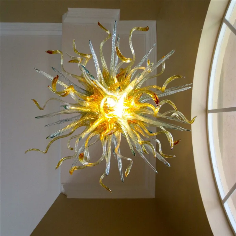 

Blown-Glass-ChandelierModern Art-Glass Lighting Amber Teal Glass Customized LED Chandelier