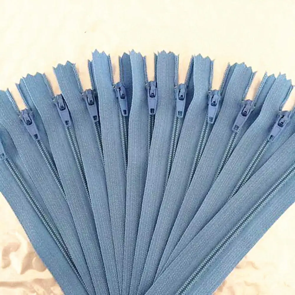 10 pieces. 60cm (24inch) nylon coil, zipper, tailor, crafter and fgdqrs Lake blue