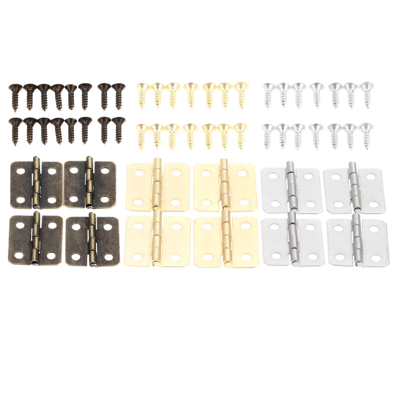 10 Pcs 18*16mm Vintage Door Cabinet Luggage Hinges Jewelry Wood Box Hinge Furniture Decor with Screws Antique Bronze/Silver/Gold