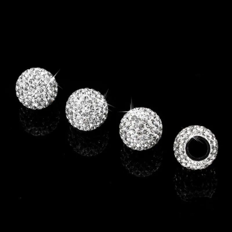 4Pcs/Lot Universal Jeweled Bling Car Tire Valve Caps Crystal Ball Wheel Valve Cover Diamond Shining Dustproof Caps Car Accessori