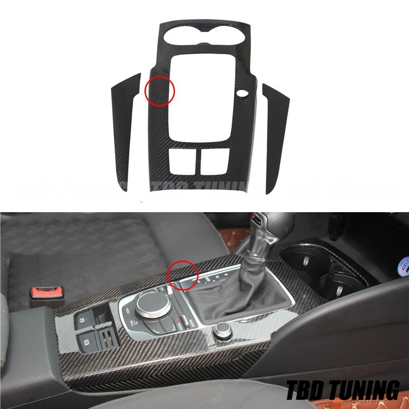 

For Audi A3 S3 RS3 2014 - 2018 Carbon Fiber 3 pcs Car Interior Moldings Console Gear Shift Panel and Side Strip Cover Trim