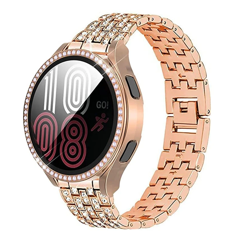 Bling Bracelet Strap For Samsung Galaxy Watch 4 5 44mm 40mm Jewelry Stainless Steel Band Rhinestone Protective Case for Galaxy 4