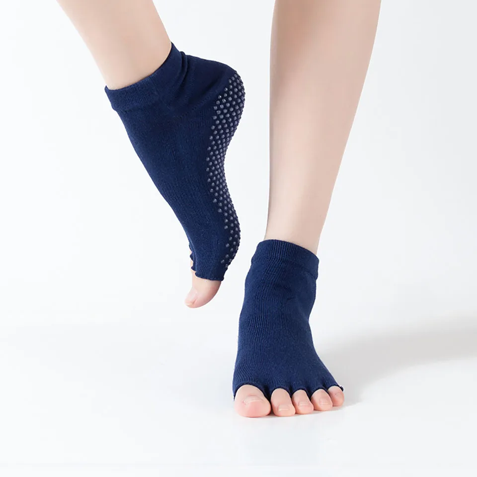 Professional Five Toe Yoga Socks Open Toe Breathable Anti-Slip Pilates Socks Women Fitness Toeless Half Toe Sock for Dance