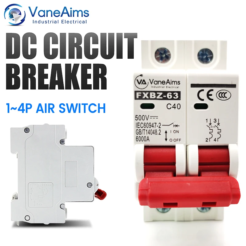 

FXBZ-63 Breaker Miniature Circuit Breaker DC500V 1000V 2P10A16A20A25A32A40A50A63A MCB Solar Photovoltaic System DC Switch PV CE