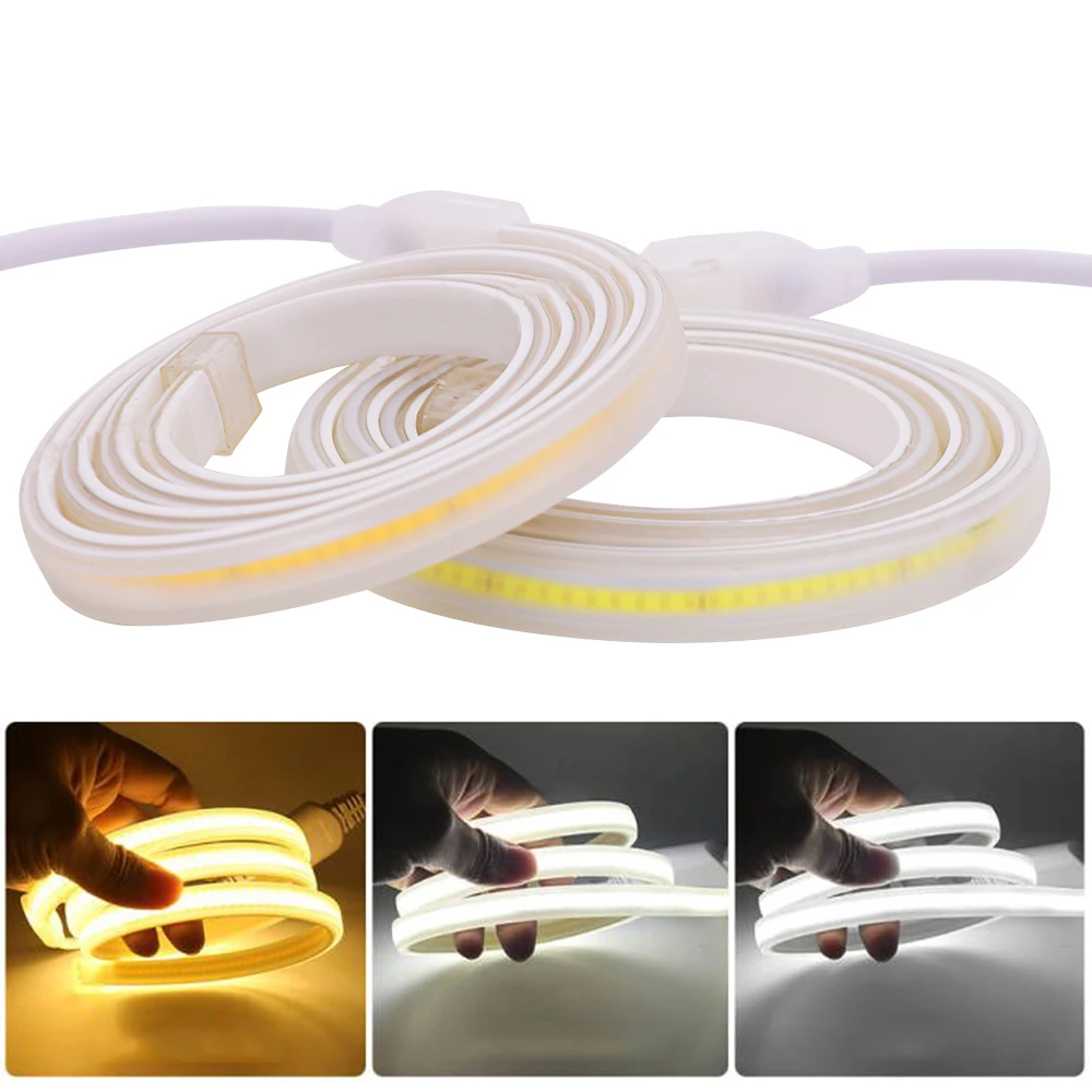 

AC 220V COB LED Strip 288LEDs High Density Flexible LED Tape IP67 Waterproof FOB LED Lights Dimmable LED Ribbon Rope Light EU