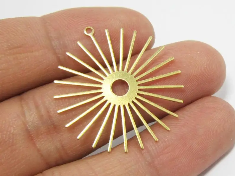 

20pcs Brass sun charm, Earring charms, Earring accessories, Sun shaped brass connector, 32x30mm, Jewelry Making - R798