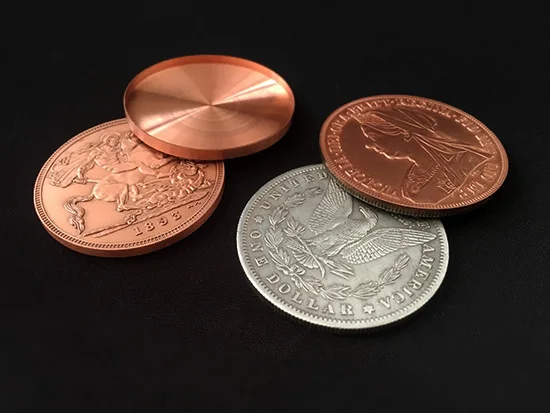 Sun and Moon Coin Set Magic Tricks Coin transposition Vanish Magia Magician Accessory Close Up Illusions Prop Gimmick Mentalism