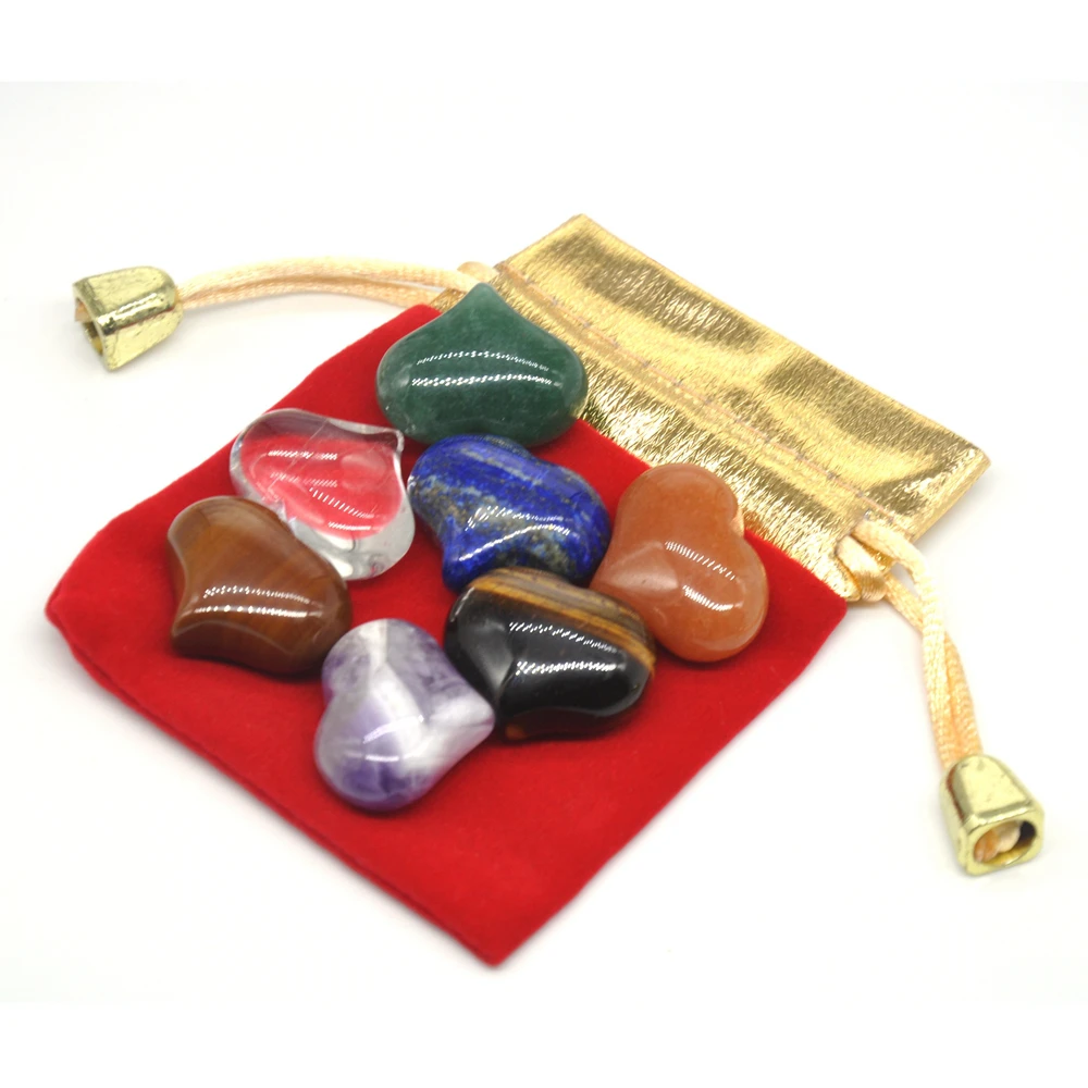 

7pcs/set Natural Stone Crystal Amethyst Heart Aura Rune Yoga Stone Chakra Loose Beads for Jewelry Making Supplies DIY Accessorie