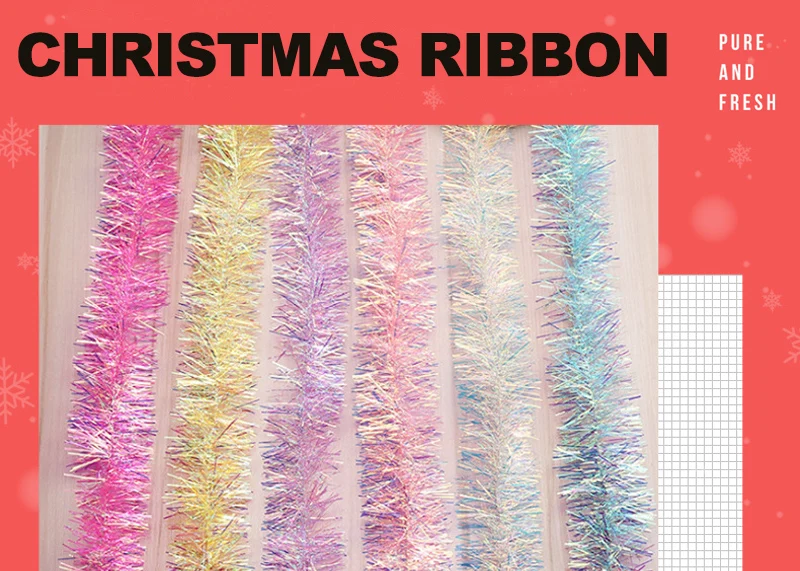 2 Stück 2m Schillernde Künstliche Madder-Farbene Folien-Quastengirlande für Weihnachtsbaum, Hochzeit, Geburtstag, Party, Heimdekoration – Detail 1