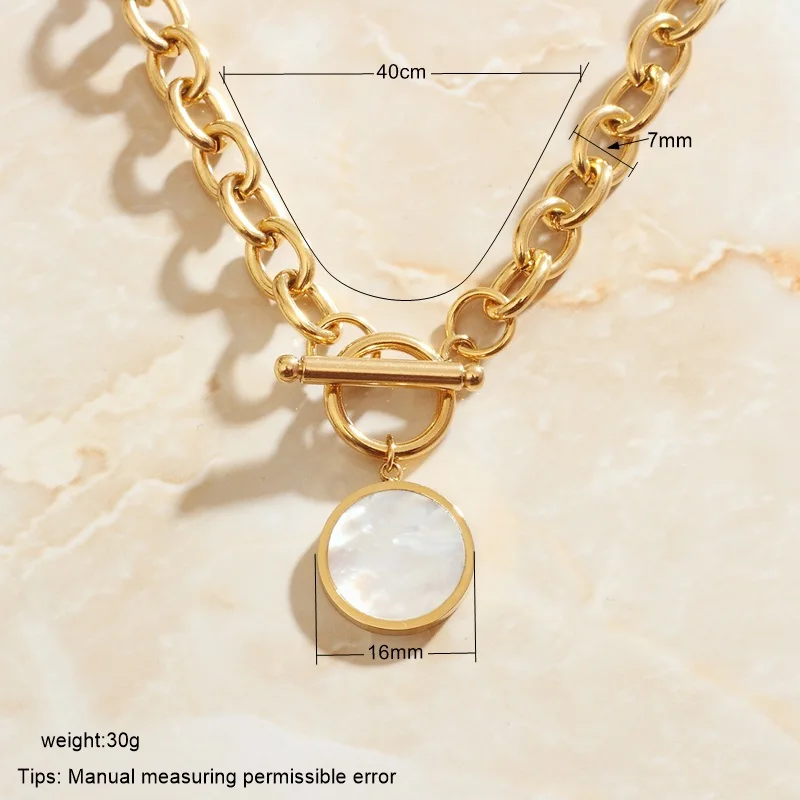 SOMMAR 2020 new hit Gold Plated color Maiden necklaces & pendants Thick-chain white shell maxi necklace wedding jewelry image 2