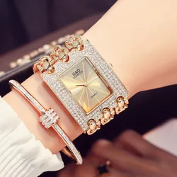 G&D Women's Fashion Casual Fashion Watch Three-Chain Diamond Stainless Steel Bracelet Watch Free Shipping