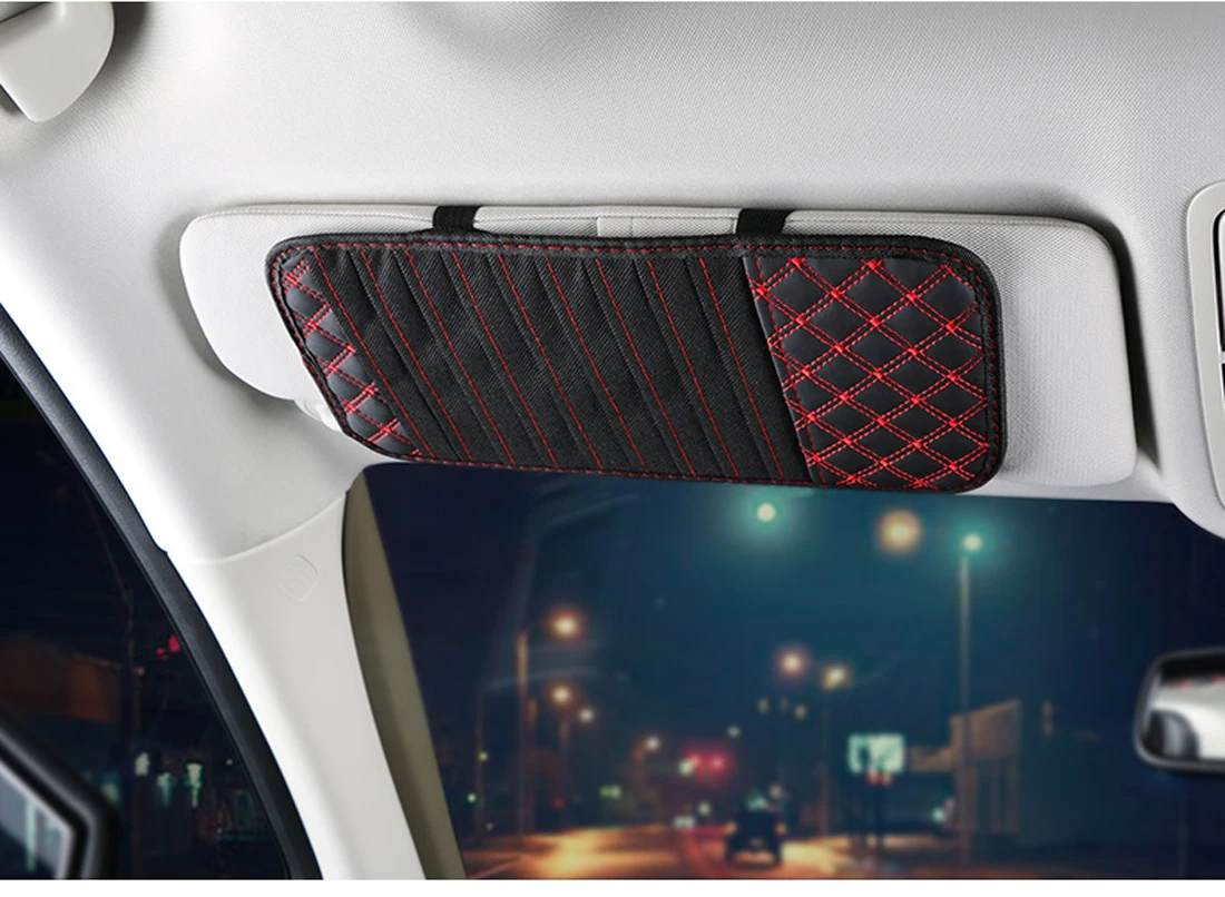 

Car Red Wine Color CD Board Disc Storage Car CD Bag Sun Visor CD Cover Multi-Function Car CD Holder