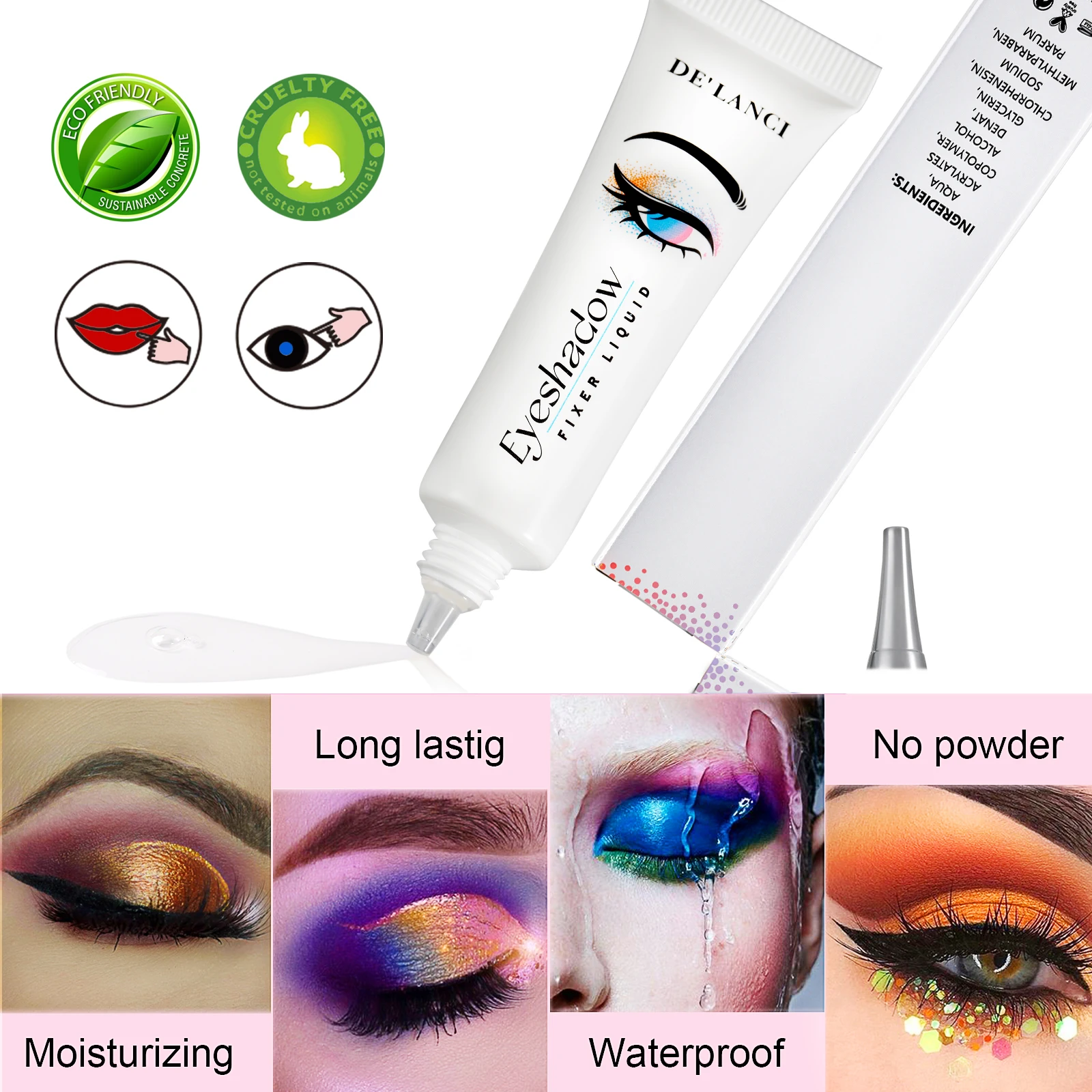 DE\'LANCI # 01 Liquid Eyeshadow Primer Base Long Lasting for Eyes Color Glitter Eyeshadow Glue Cream Enhance Durable Eye Primer