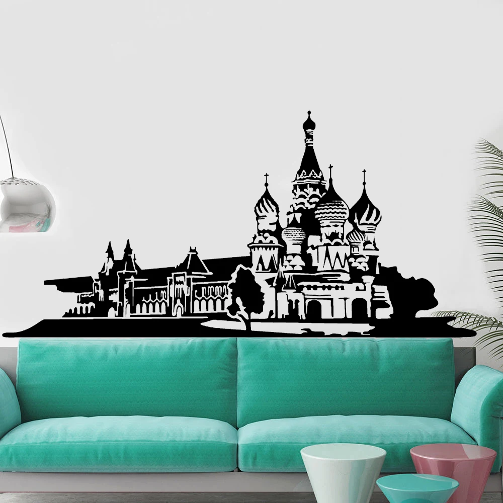 Moscow Cathedral Wall Decals Art Russia Church Vinyl Removable Wall Stickers Office Living Room Sofa Background Wall Decor Z173