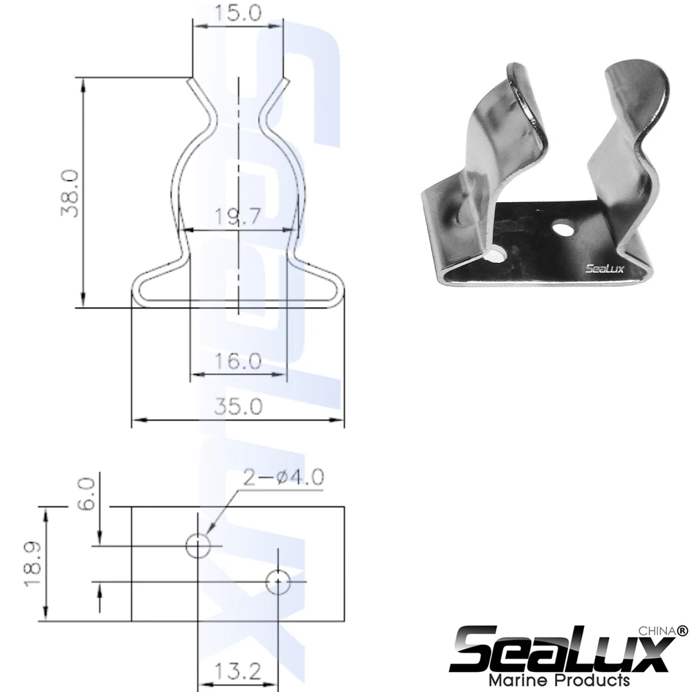 Sealux 1 Stück 301 Edelstahl Verstellbare Federklemme, Bootshakenhalter, Marine-Hardware für Yacht, Kanu, Fischereifahrzeug – Detail 2