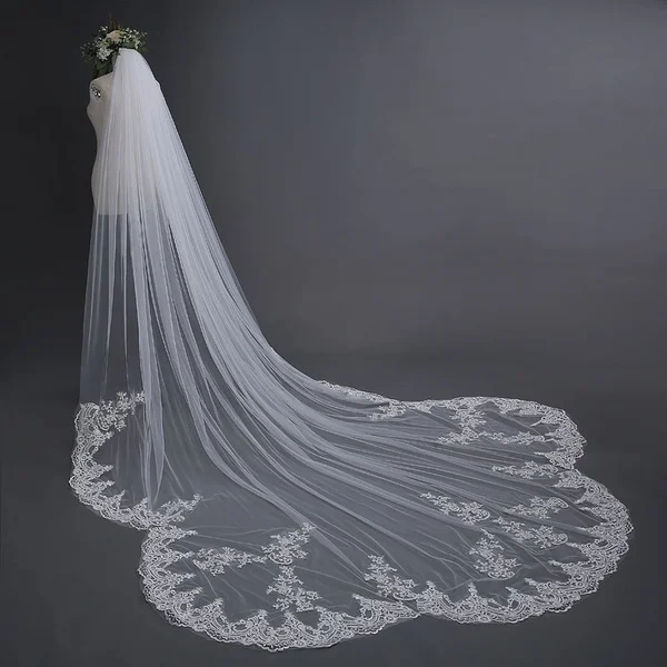 High Quality Cathedral Lace Bridal Veils Wedding Accessories  Veil Promotion With Comb 1T cathedral wedding veil