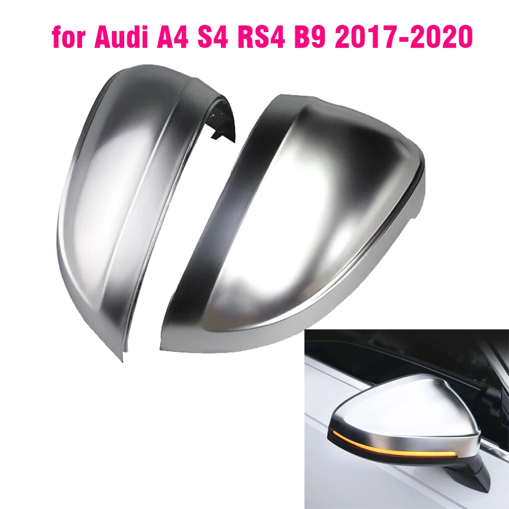 For Audi A4 A5 S4 S5 B9 Car Rearview Mirror Cover Side Wing Protect Frame Covers Trim Silver Matte Chrome Shell