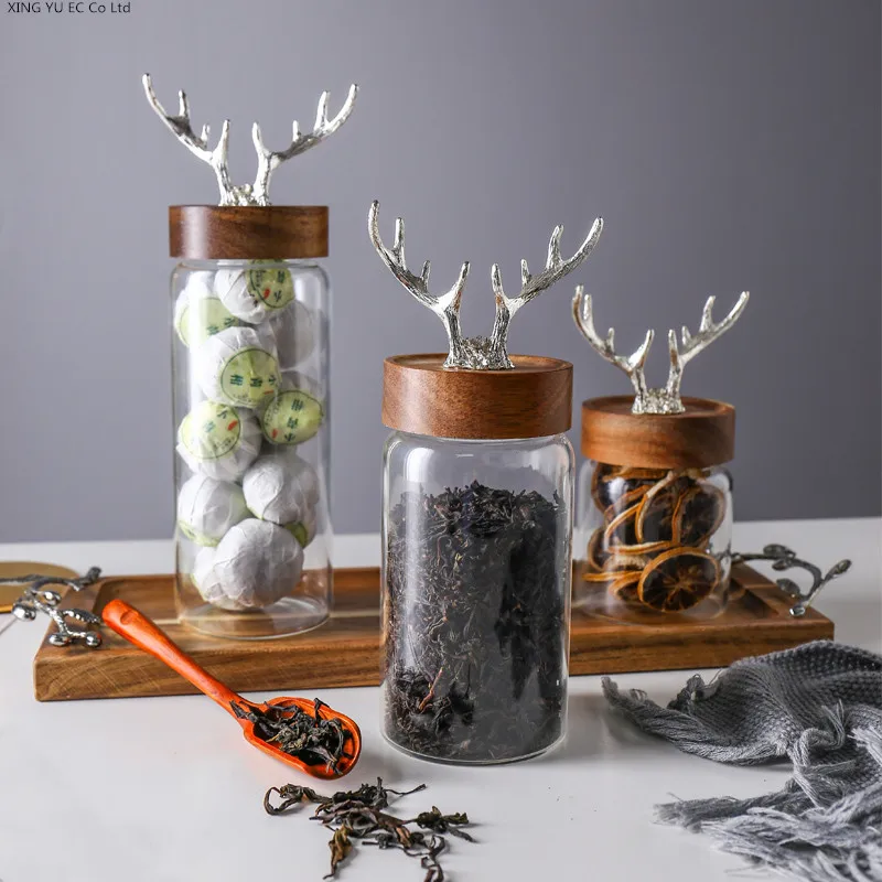 

Lead-free Glass Jar Storage Bottle Candy Jar with Lid Sealed Jar Household Food Coffee Beans Storage Tank Large-capacity Tea Jar