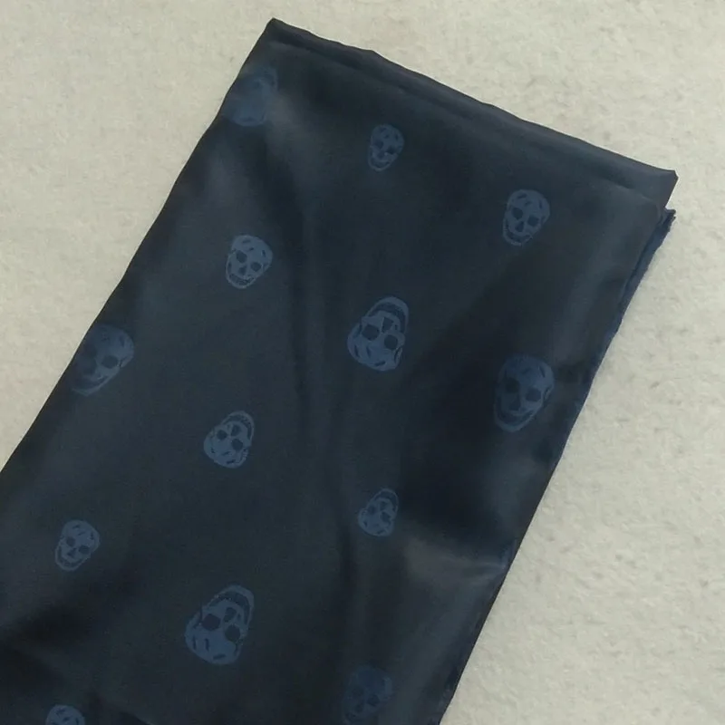 50x140cm Quality Black Navy Skull Jacquard Polyester Lining Fabric Jacquard Lining Fabric For Lining of cloth dress Home Decor