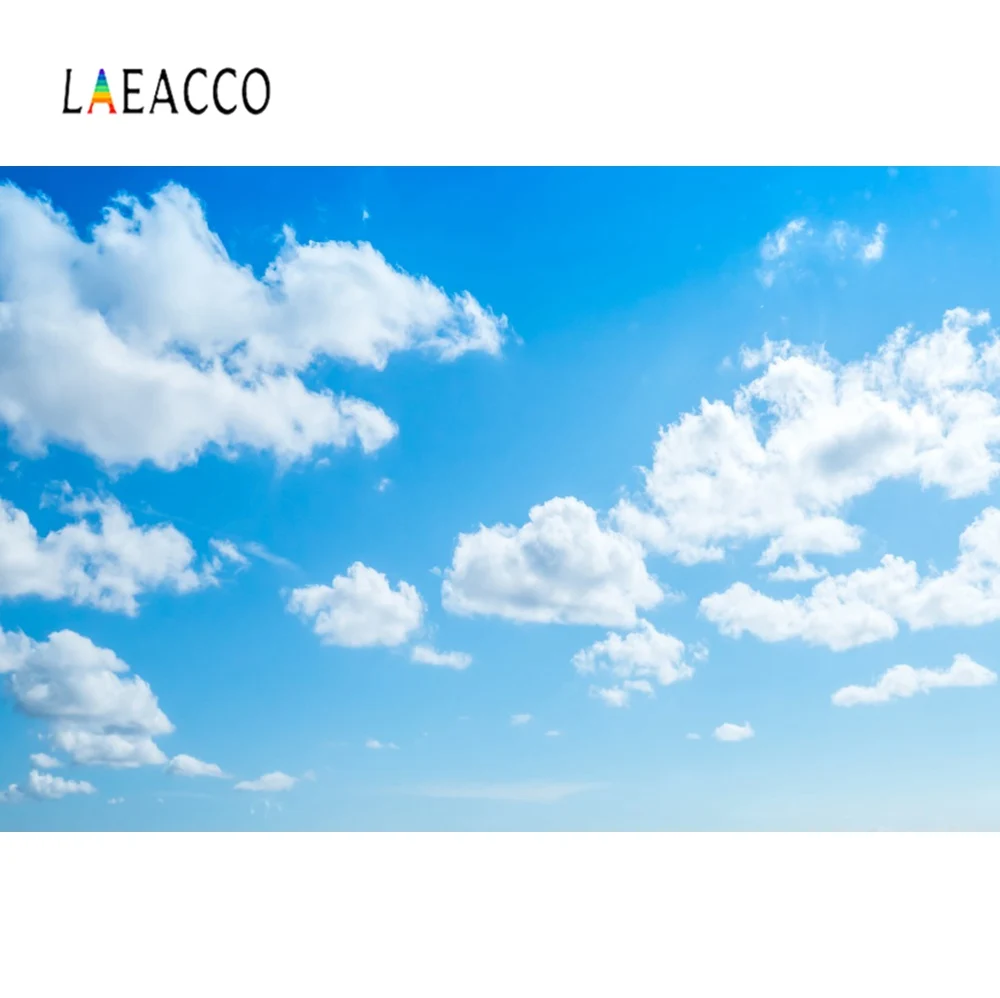 Laeacco Blue Sky Cloudy Party Wallpaper Home Decor Baby Natural Scenic Photography Backgrounds Photo Backdrops For Photo Studio