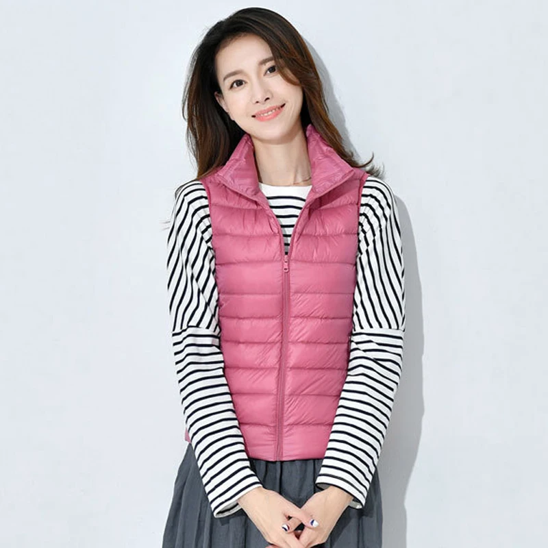 Woman Down Vests Winter Ultralight Duck Down Coat Female Sleeveless Puffy Jacket Portable Windproof Warm Waistcoat for Women