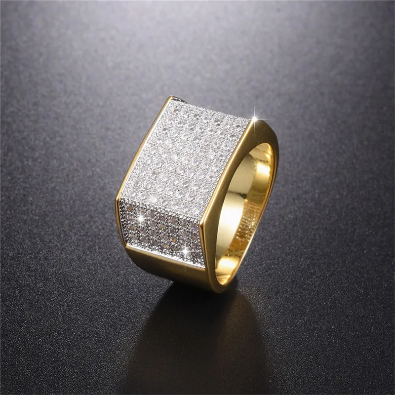 Men's Luxury Hip Hop Ring jewelry 925 Sterling Silver bling SONA Diamond painting full 18K gold rings for Men boys Party gift