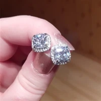 CAOSHI Luxury Women's Stud Earrings for Party Dazzling Pink/White/Yellow Zirconia Accessories Exquisite Design Jewelry Chic Gift - Image 2
