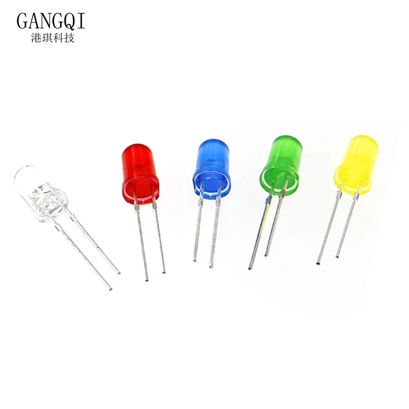 5x100PCS=500PCS 3MM LED Diode Kit Mixed Color Red Green Yellow Blue White + BOX